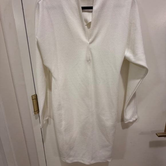 Anthropologie - Daily Practice | Ivory Long Sleeve Knit V-Neck Dress - Picture 3 of 5